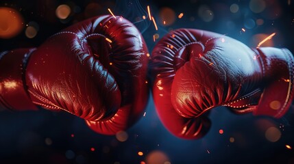 Powerful and Impactful Two Boxing Gloves Illustration, Symbolizing Strength, Determination, and Competitive Spirit