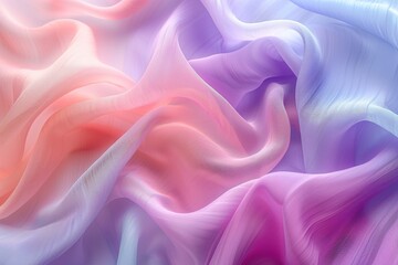 Fototapeta premium Closeup of pastel-colored fabric in soft flowing waves and delicate folds