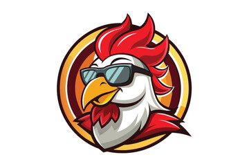 chicken mascot logo with cartoon style