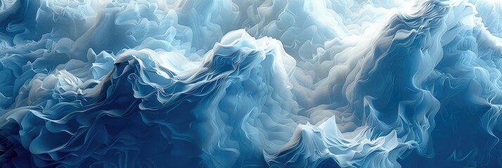 Fototapeta premium Abstract blue and white swirling cloud formations.