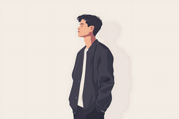 Minimalistic illustration of a man, capturing simplicity and elegance in modern design.