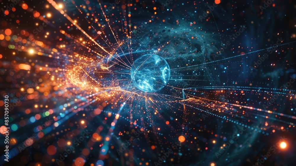 Poster galaxy with bright stars and nebulae in outer space. digital art design. aig53f.