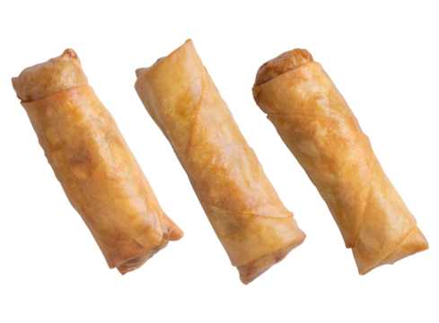 Set of fried spring roll isolated on transparent background. Chinese food