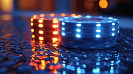 Poker casino chips on light illumination 3 AI Generative