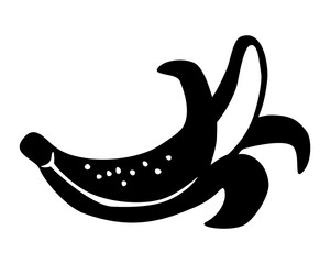 Banana drawing hand painted with ink brush. Png clipart isolated on transparent background