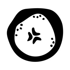 Banana slice drawing hand painted with ink brush. Png clipart isolated on transparent background