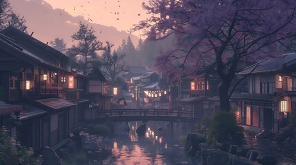 Fototapeta premium illustration, anime, background, beautiful, fantasy, wallpaper, japanese, light, cloud, sky, cartoon, manga, artwork, japan, nature, landscape, colourful, scenery, drawing, person, beauty, design, gir