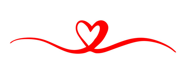 Heart Valentine's Day swash hand painted with brush and ink. Png clipart isolated on transparent background