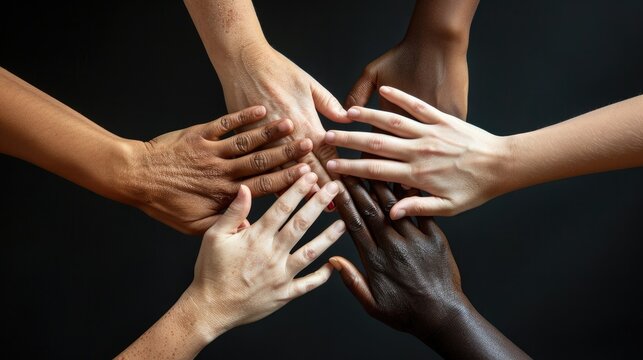People of different races joining their hands together AIG535