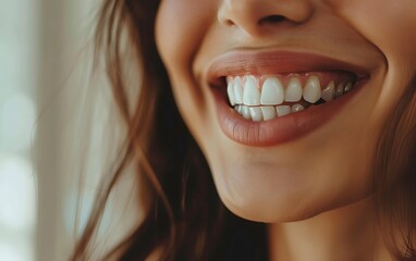 Obraz premium Close-up of a Woman's Smiling Mouth