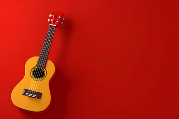 Guitar on red background.