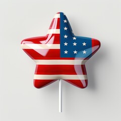 3D Glossy American Flag Star-Shaped Lollipop