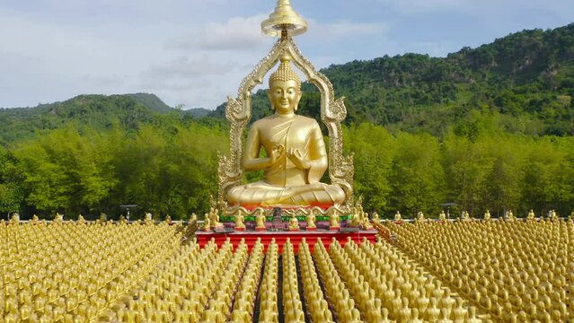 Phuttha Utthayan Makha Bucha Anusorn, Buddhism Memorial Park, Nakhon Nayok, Thailand pagoda is a buddhist temple near Bangkok, an urban city town, Thailand. Tourist attraction landmark.