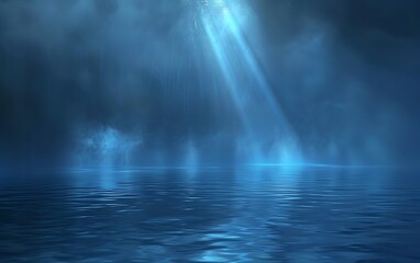 Mystical Blue Water with Fog and Light