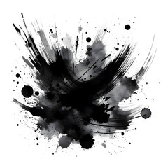 Abstract black in splash, paint, brush strokes, isolated , Japanese style with Generative AI.