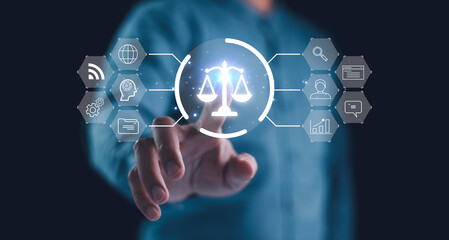 AI ethics or AI Law concept. Developing AI codes of ethics. Compliance, regulation, standard ,...