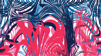 Abstract adobe illustrator artwork with mixed colored spots and stripes. The painting shows the image of lava rising from an exploding volcano at night.