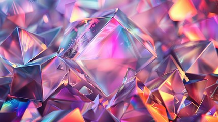 A colorful image of many small, clear, triangular shapes