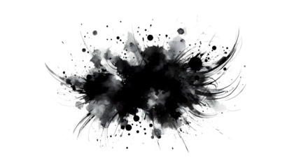 Abstract black in splash, paint, brush strokes, isolated , Japanese style with Generative AI.