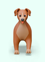 Friendly 3D dog on colored background. Vertical template for web concepts