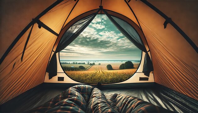 A field view from inside a tent