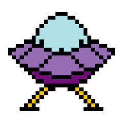 Obraz premium UFO flying saucer pixel art style