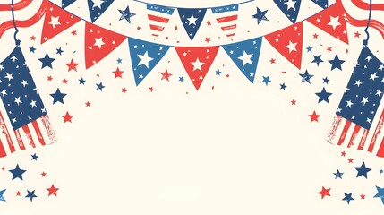 Obraz premium Patriotic with American Flags and Stars for National Holiday