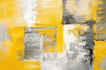 Yellow Abstract. Grey and Yellow Artwork Contemporary Square Background