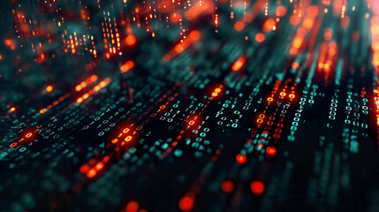 Obraz premium Abstract digital ledger with encrypted data glowing codes 