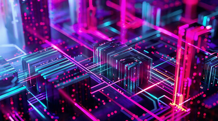Fototapeta premium Abstract representation of decentralized finance neon colors 