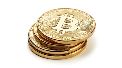 Bitcoin cryptocurrency in gold isolated on a white background high-resolution ultra-detailed clean and sharp design 