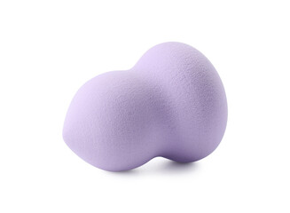 One violet makeup sponge isolated on white
