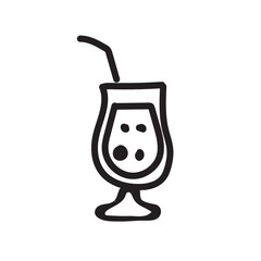 Drinks Glass Silhouette Icon, Vector Black And White Different Drink Glass.