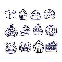 Food black set icons,vector illustration on white background images. 