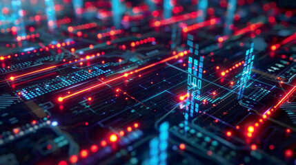 Fototapeta premium Cryptocurrency transaction visualization glowing arrows detailed 