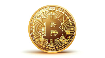 Digital currency concept physical golden bitcoin isolated on white backgroundclean design  illustration 