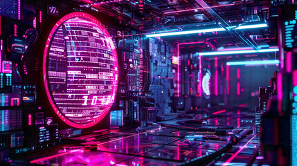 Digital encryption keys high-tech visualization neon accents 