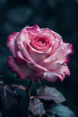 Fototapeta premium Mauve Rose with Soft Pink Edges in Moody Low Key Lighting