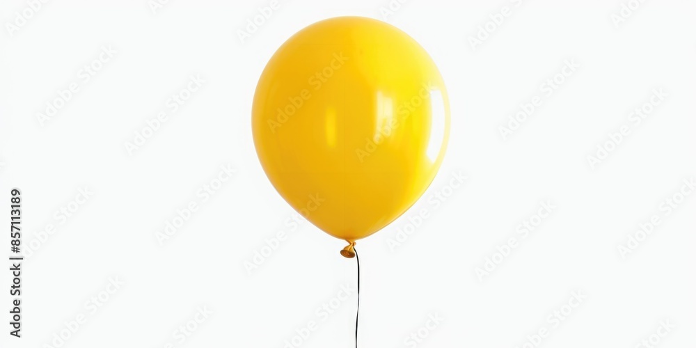 Poster a bright yellow balloon floating in the air with a string attached, ready for flight or decoration