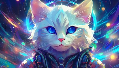 宇宙を旅する猫の宇宙飛行士