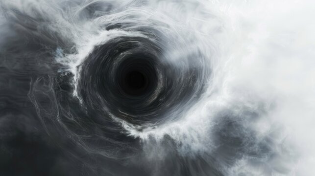 A dark void in a cloudy atmosphere, ideal for science or technology concepts