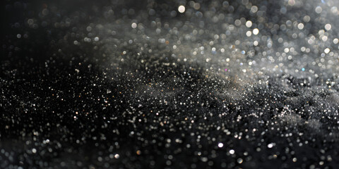 Mesmerizing Sparkling Black Background with Glittering Bokeh Effect for Elegant Holiday Design