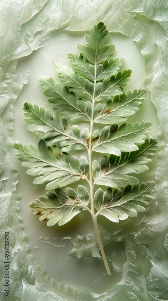 Poster monochromatic macro of fern leaf detail for earth day - fine vein patterns accentuated by soft, ligh