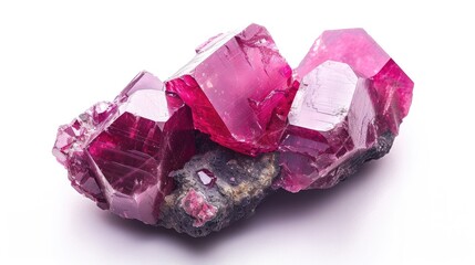 Fototapeta premium Close up image of Corundum macro mineral stone on a white background in rock