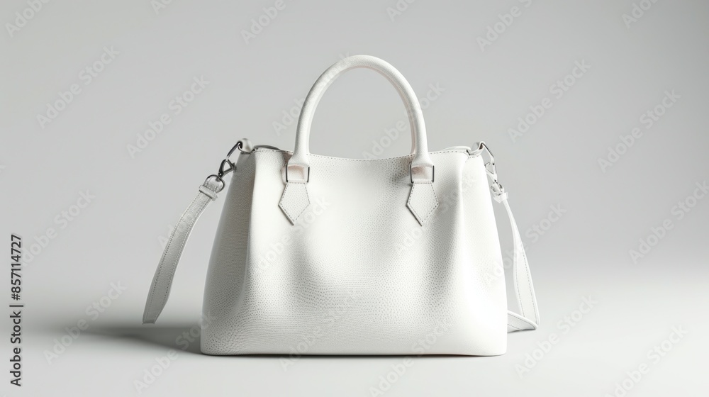 Poster a single white purse sits on a table, perfect for capturing a moment or storing small items