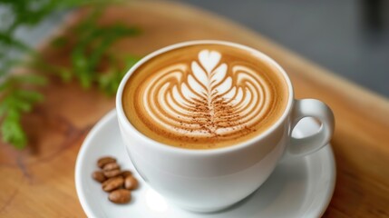 Elegant cappuccino with frothy milk and latte art