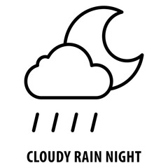 Cloudy Rain Night Icon simple and easy to edit for your design elements