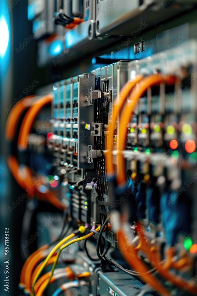 Poster a detailed view of a cluster of wires, often used for technical or educational purposes