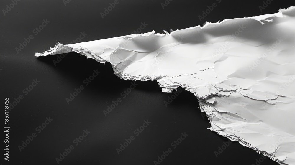 Poster a close-up shot of a torn piece of paper with rough edges and frayed fibers