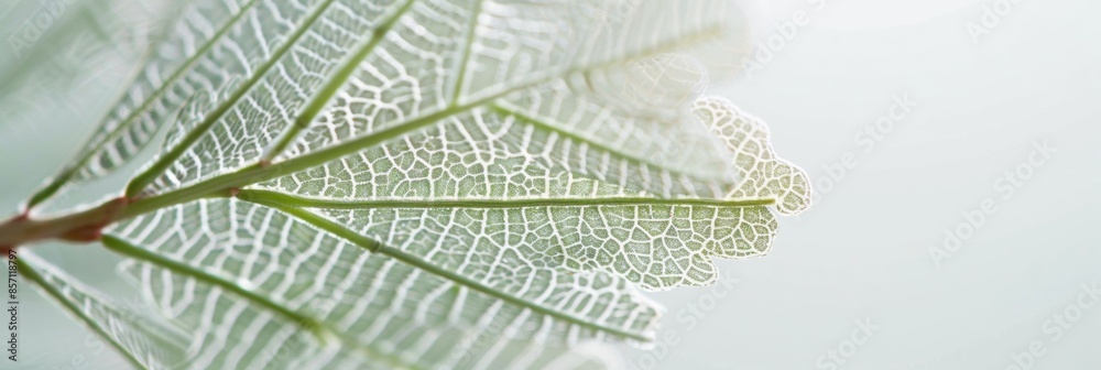 Aufkleber detailed macro shot of a delicate skeleton leaf highlighting its intricate structure against a soft 